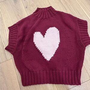 Anthropologie Burgundy Heart Sweater